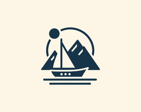 Sailing boat icon. Sailboat symbol. Flat design style.のイラスト素材
