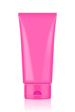 Pink Tube Mock-up for design packaging and other job.の写真素材