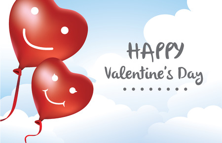 Red heart balloon happiness in love in skyのイラスト素材