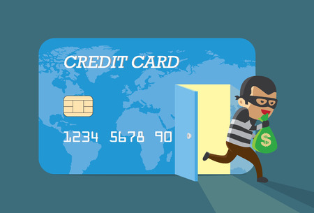 Burglar money from credit card and run awayのイラスト素材