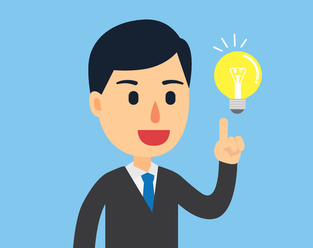 Businessman happy with his bright idea in work dayのイラスト素材