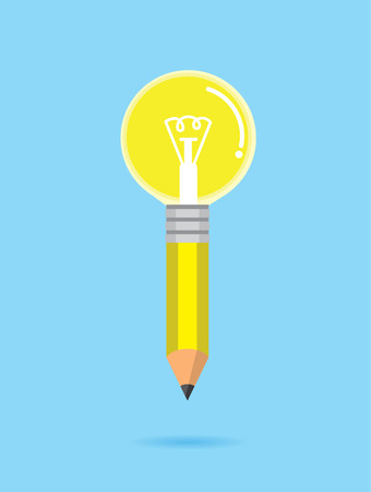 Yellow pencil bulb means to creative ideaのイラスト素材