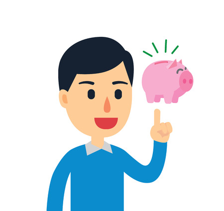 Young man have a good idea to saving his moneyのイラスト素材