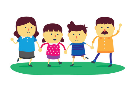 Wellbeing family, Family is composed of father, mother, son and daughter.のイラスト素材