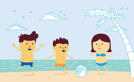 Well being with play ball on the beachのイラスト素材