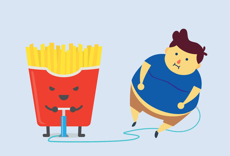 French fries make fat fast with air pumpのイラスト素材