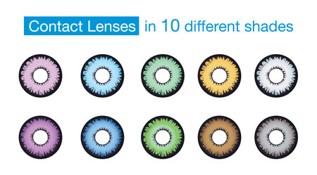 Eye color contact lens collection on isolated backgroundのイラスト素材