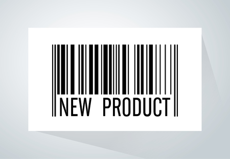 Barcode have wording "new product" under barcode tab on white paper.This picture meaning to new arrival productのイラスト素材