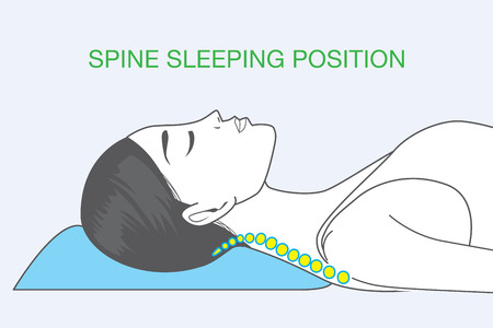 Shape of human spine in sleeping which affect back healthのイラスト素材