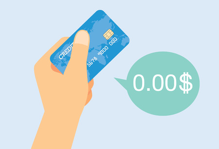 Hand holding credit card for spending but credit card not have money.のイラスト素材