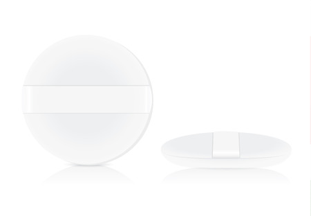Vector illustration of sponge powder puff facial makeup tool. front view and side view. Ideal for mock up and other job.のイラスト素材