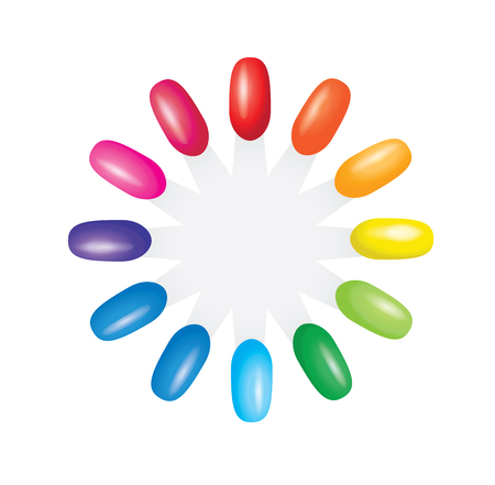 Nail polish color chart in colorful tone stacked circle.のイラスト素材