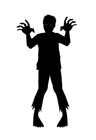 Vector zombie reaching out hand in silhouette style.のイラスト素材