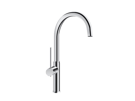Silver kitchen faucet isolated on white. Align one handle high arc pull down bar faucet.のイラスト素材