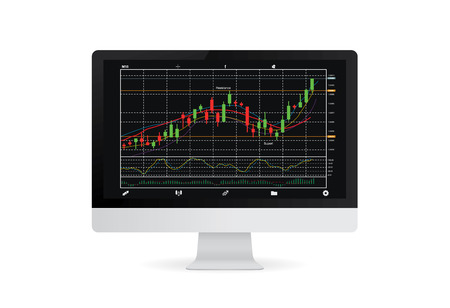 Stock chart on white computer screen isolated on white background. object about stock investment.のイラスト素材