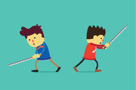 Businessman battle with sword. Business concept about competition with strategy.のイラスト素材
