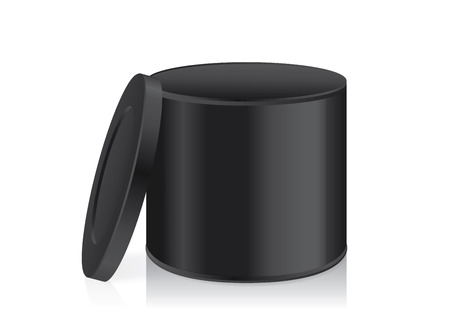 Black can open lid isolated on white background. Packaging template for food product and other.のイラスト素材