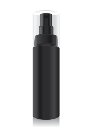 Black spray bottle with transparent lid not have label. Ideal for template of product branding.のイラスト素材