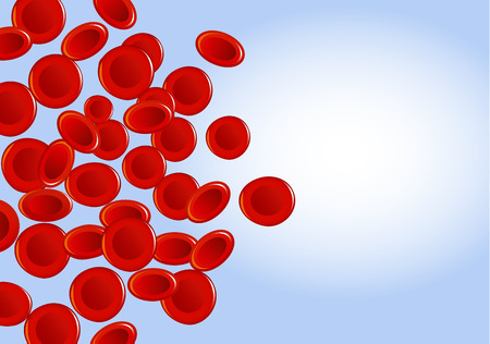 Red blood cells on blue background. Illustration about health and medical.のイラスト素材