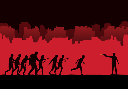 Bloody Fat Zombie collection in silhouette style. Full body and many action ideal for create to horror theme illustration.のイラスト素材