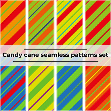 Chrismas candy cane colorful seamless patterns set, vector illustration.のイラスト素材