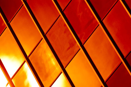 Golden and red glass pattern abstract background.