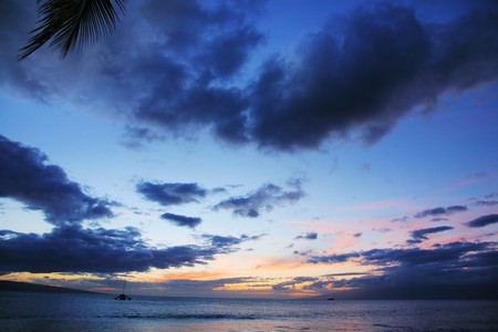 Scenic sunset in Hawaiiの写真素材