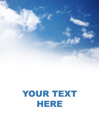 Beautiful blue sky over white background with space for your text.の写真素材