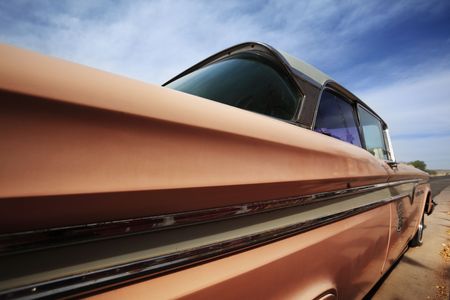 Classic American car from 1950s, rear viewの写真素材