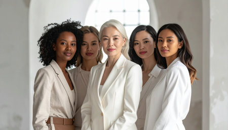 Portrait of a group of multiethnic businesswomen standing togetherの素材