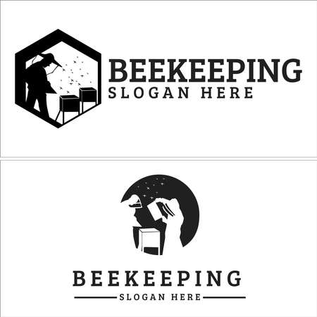 Beekeeping logo designのイラスト素材