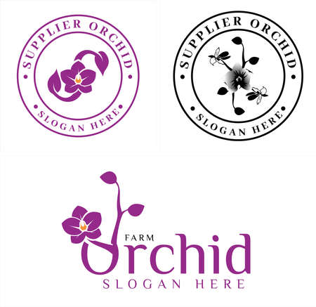 Beautiful orchid flower farm logo designのイラスト素材