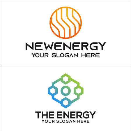 Energy manufacturer with circle wave and hexagon connected symbol logo designのイラスト素材