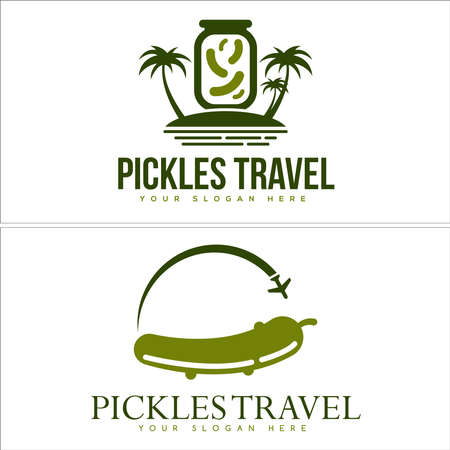 Pickles and plane logo design vector vacation travel recreation vegan foodのイラスト素材