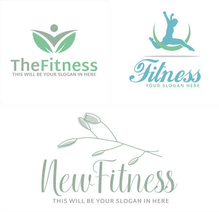 Physical fitness with people line vector logo designのイラスト素材