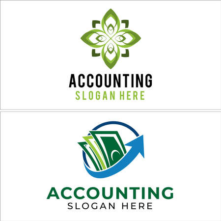 Accounting financial business with icon leaf and money logo designのイラスト素材