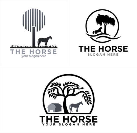 Horse rehabilitation farming farm logo designのイラスト素材