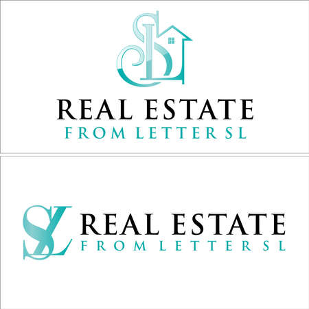 Real estate with home combination letter SL logo designのイラスト素材