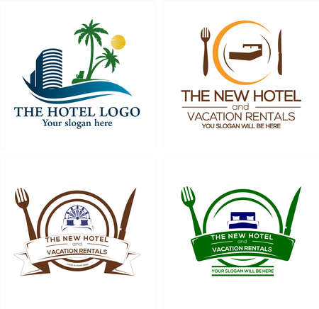 Travel hotel holiday restaurant resort logo designのイラスト素材