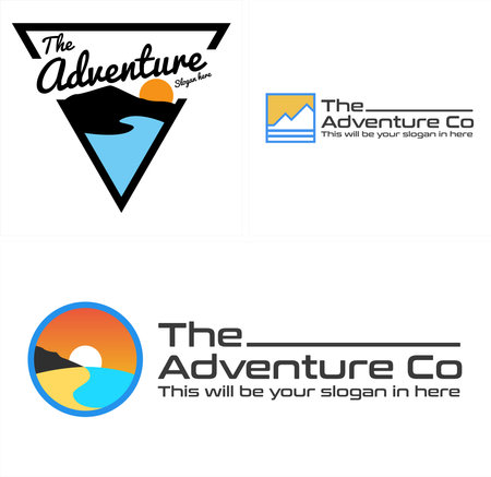 Adventure recreation with mountain and beach logo designのイラスト素材