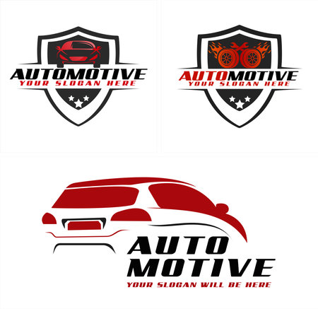 Automotive shield car logo design vectorのイラスト素材