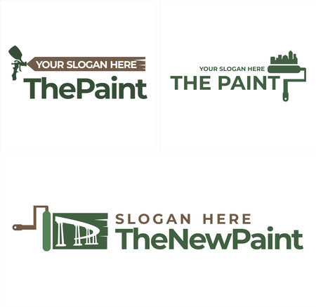 Construction with paint spray gun and skyline logo designのイラスト素材