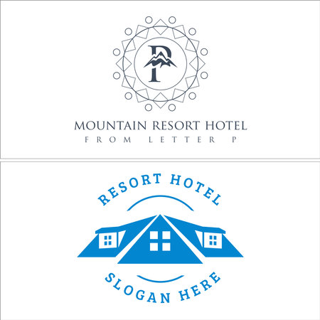Resort lodging travel hotel logo designのイラスト素材