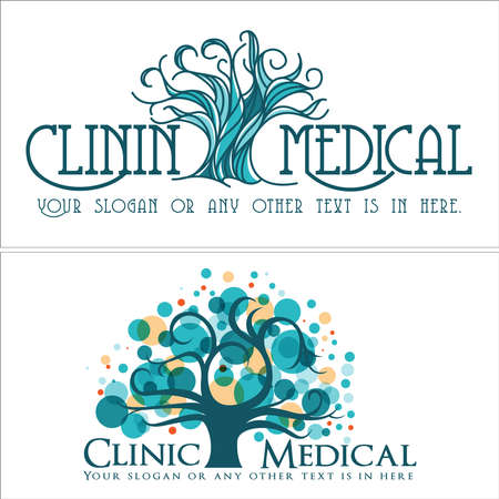 Medical counselling health clinic with tree leaf bubble colorful logoのイラスト素材