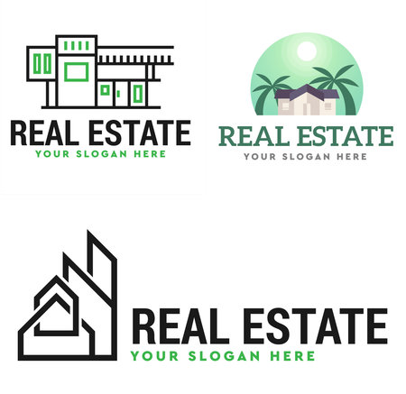 Real estate building home tree palm logo designのイラスト素材