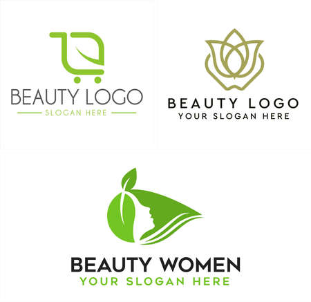 Beauty nature herbal hair women logo designのイラスト素材
