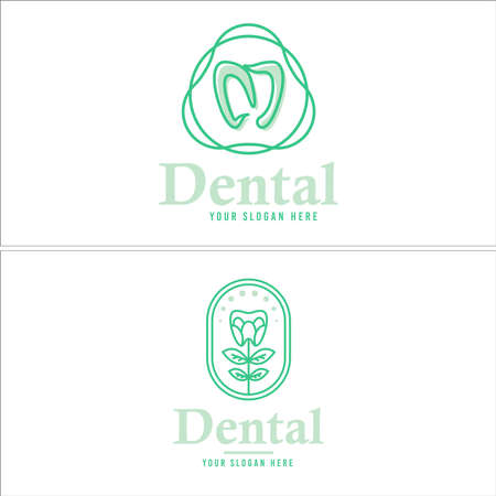 Dental clinic care tooth and leaf plant logo designのイラスト素材
