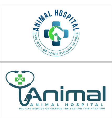 Animal care cat dog veterinarian pet shop logo designのイラスト素材