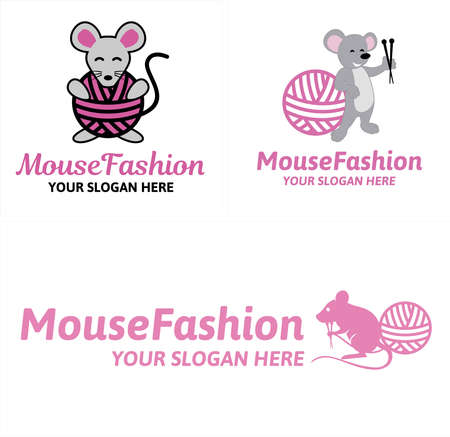 Fashion retail shop with ball of yarn needle logo designのイラスト素材