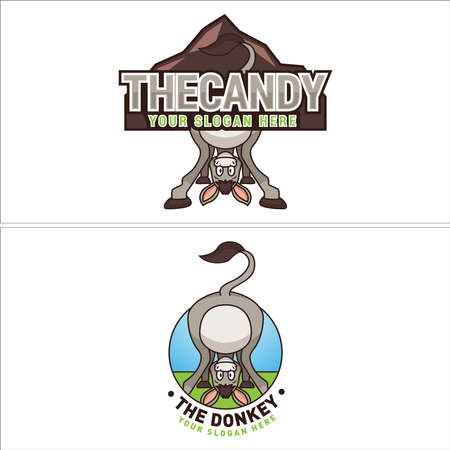 Donkey and mountain animal logo designのイラスト素材